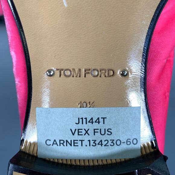 TOM FORD Size 10.5 Pink Black Velvet Tassels Loafers main image 8
